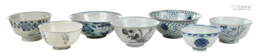 Seven Chinese Blue and White Bowls