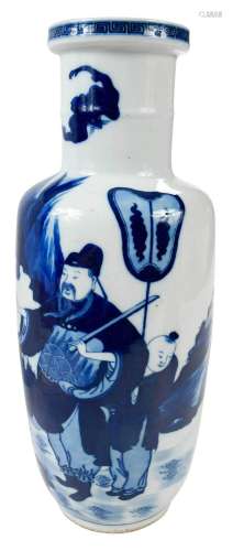 Chinese Blue and White Porcelain Rouleau Vase