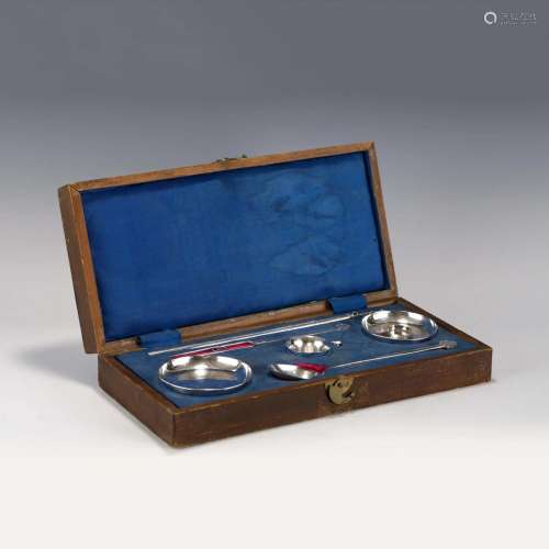CHINESE EXPORT SILVER TABLEWARE WITH WOODEN BOX