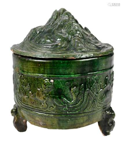 Early Chinese Green Glazed Funerary Incense Burner