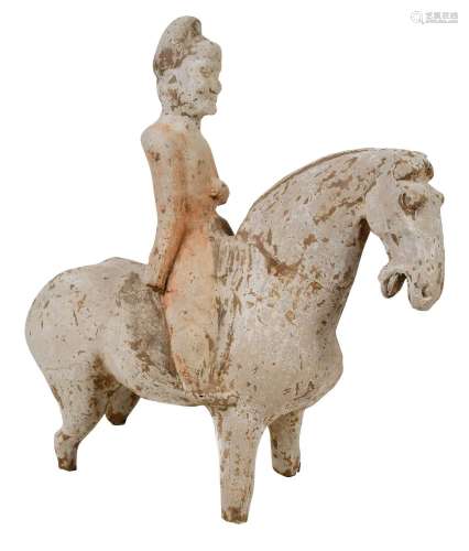 Early Chinese Burial Figure of Horse and Rider