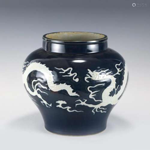 YUAN DYNASTY JILAN DRAGON CARVED JAR