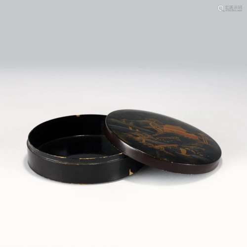 CHINESE LACQUER ROUND LIDDED BOX