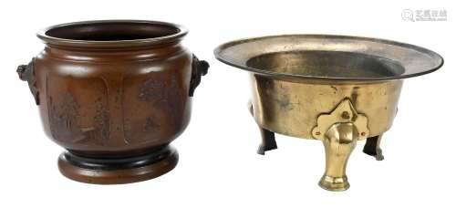 Asian Bronze Incense Burner and Jardiniere