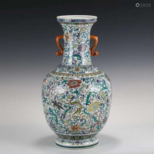 CHINESE FAMILLE ROSE AMPHORA VASE