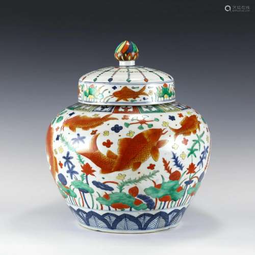 MING JIAJING COLOURFUL FISH GRASS POT