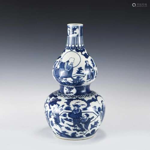 MING JIAJING BLUE & WHITE GOURD BOTTLE