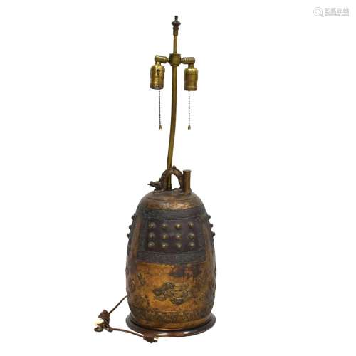 CONVERTED FROM BRONZE BELL TABLE LAMP