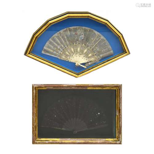 SET OF 2 PCS ANTIQUES FRAMED FAN