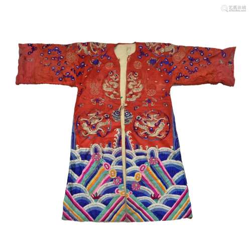 RED EMBROIDERED DRAGON EMPEROR ROBE