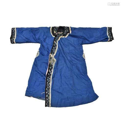 QING DYNASTY BLUE EMBROIDERED WOMEN'S CLOTHING