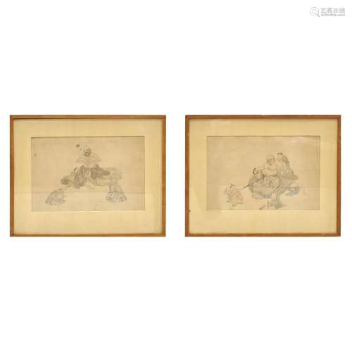 PAIR FRAMED CHINESE PAINTINGS