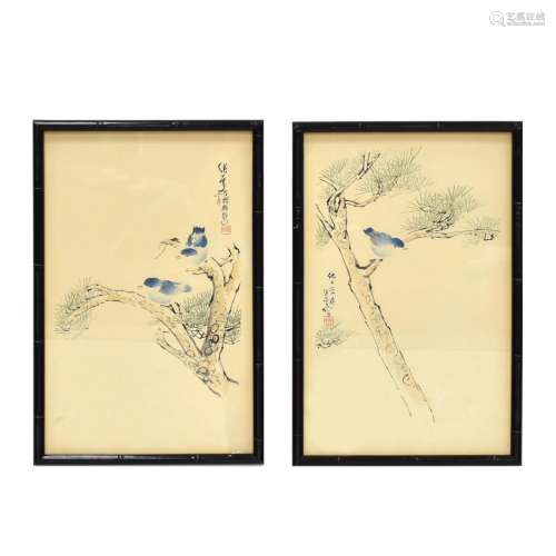 PAIR FRAMED CHINESE PAINTINGS