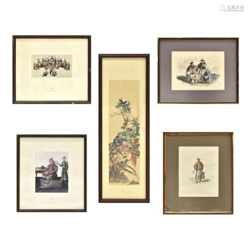 SET OF 5PCS FRAMED WATER MOUNTAIN LANDSCAPE PAINTINGS