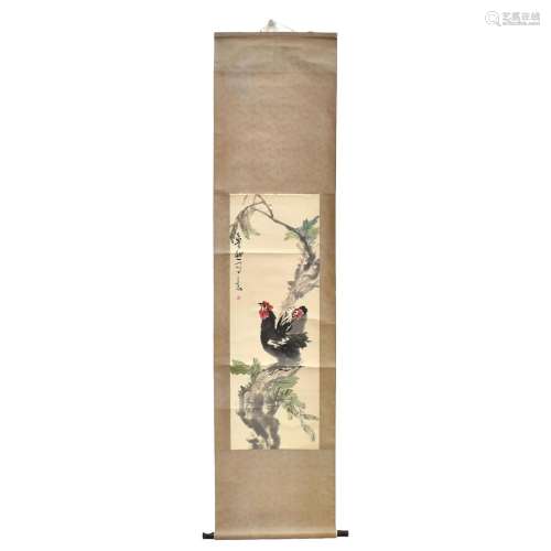 CHINESE ROOSTER PAINTING SCROLL