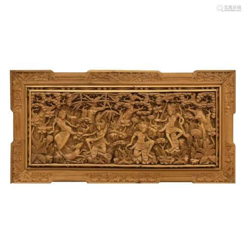 CHINESE CARVED WOODEN PANEL