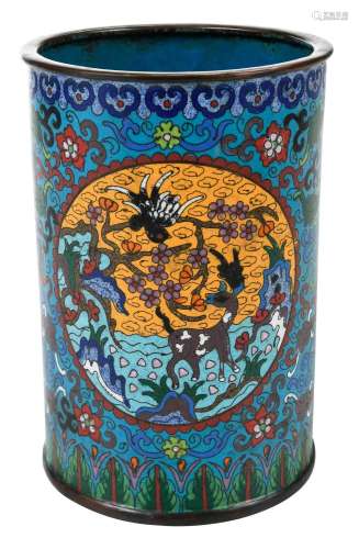 Asian Cloisonn‚ Brush Pot