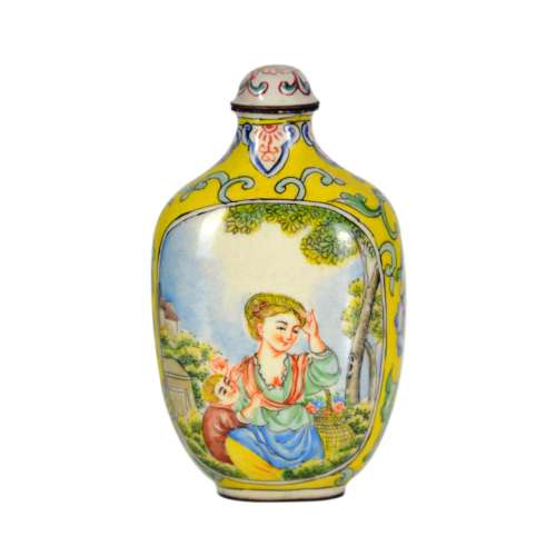 Qing, Qianlong, A Famille-Rose Enamel on Copper Flask