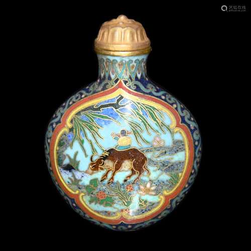 A Gilt Bronze Cloisonne Enamel Snuff Bottle with