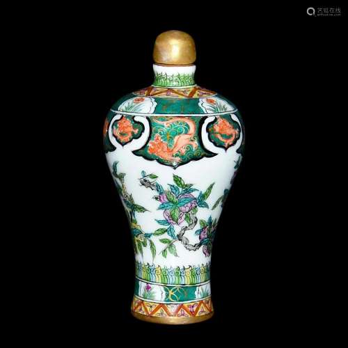 Qing, A Doucai Peach and Dragon Snuff Bottle