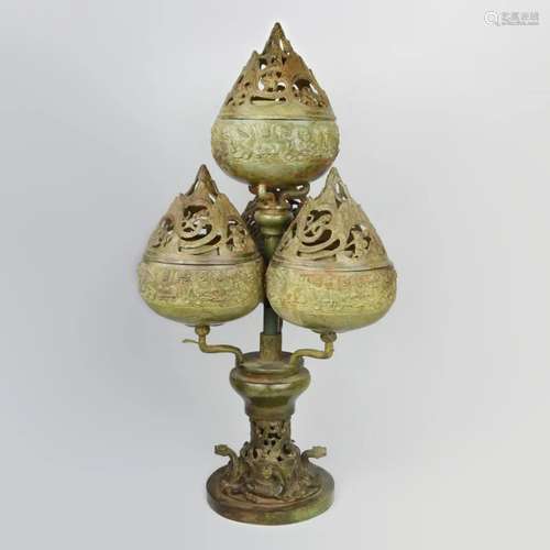 Warring States, A Rare Group Bronze Boshanlu Censer and