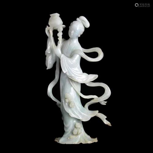 Qing Dynasty, A Jadeite Figure of a Female Immoral