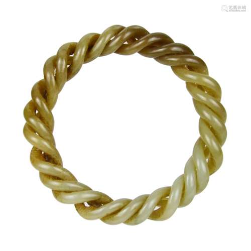 Ming Dynasty, A Fine and Rare Jade Rope-Twist Bangle