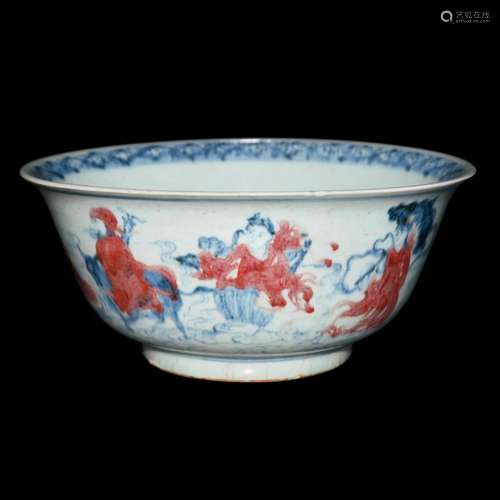 Yuan, A Fine Copper-Red and Underglazed Blue Bowl with