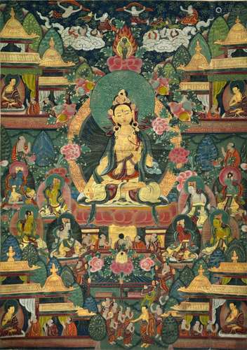 Gilt Cloth Thangka of White Tara, Tibet