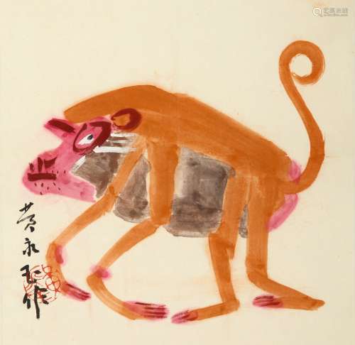 黄永玉 灵猴图 纸本 立轴
