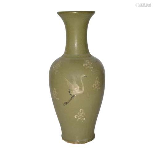 Korea, 19th C. Celadon-Glazed Crane and Cloud Guanyin