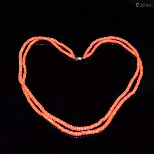 A Two-Strand Coral Bead Necklace