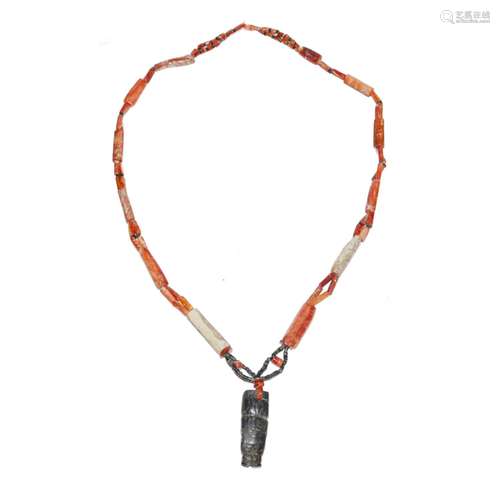 Naturalistic Coral Necklace with Cylindrical Beads and