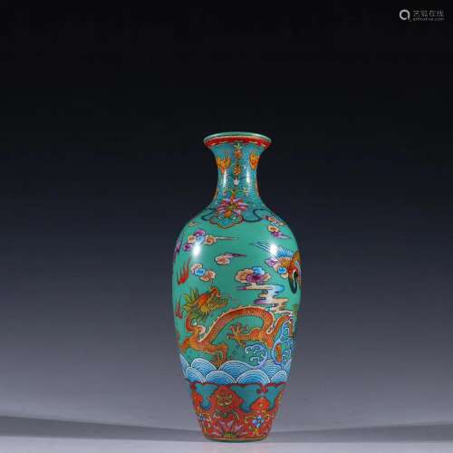 A Delicate Glass Vase With Dragon Pattern