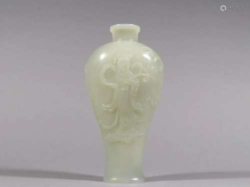 A Rare Hetian Jade Vase With Figure Pattern