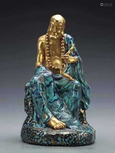 A Fine Turquoise Glaze Figure of Luohan