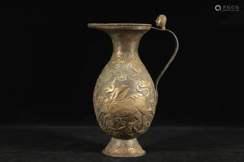 A Fine Gilt-Bronze Ewer With Flower Pattern