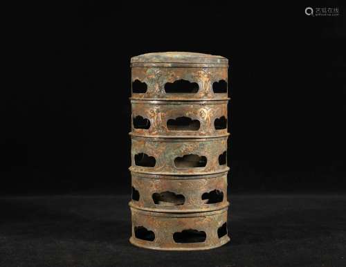 A Rare Gilt-silver 'Flower' Four-Tiered Food Box
