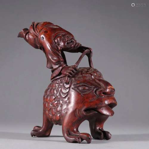 A Fine Carved Bamboo With Golden Toad and Hai Liu