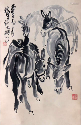 黄胄--驴（原装旧裱）
（1925-1997）河北人，中国美协理事、全国政协委...