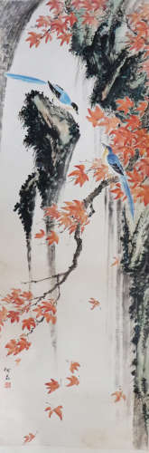 何磊--红叶小鸟
（1916-1978）顺德人，高剑父入室弟子，广州美院教授...