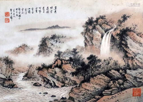 黄君碧--山水（日本回流原装裱）
（1898-1991）广州南海人。台湾画坛把...