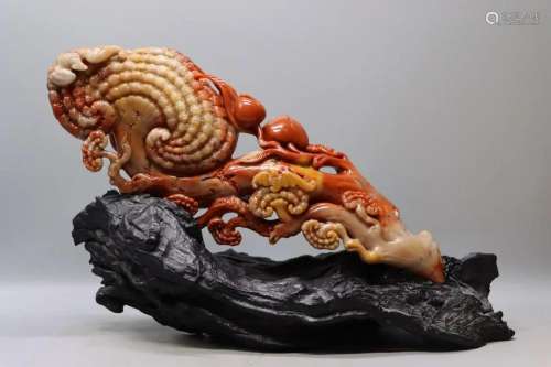 A Imperial Carved Shoushan Stone Ruyi Sceper Ornament