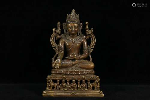 An Alloy Copper Inlaid Gems Figure of Buddha
