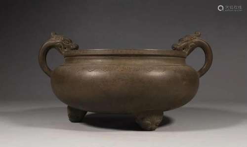 A Yixing Clay Censer With Dragon Ears