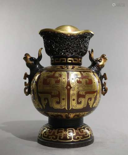 A Rare Gilt-bronze Censer With Cover