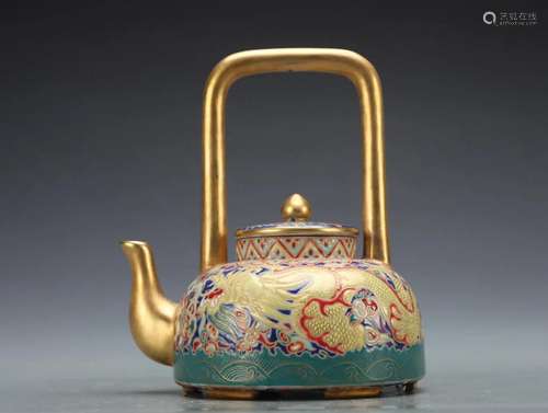 A Delicate Enamel and Painted Gold Teapot