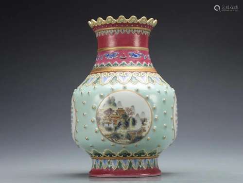 A Famille-rose Vase With Landscape Pattern