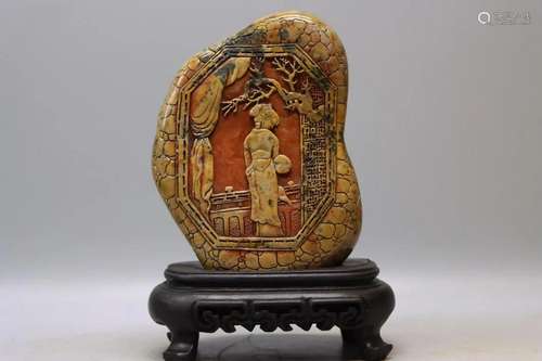 A Rare Imperial Carved Shoushan Stone Seal Ornament