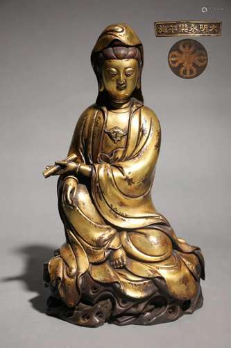 A Gilt-bronze Figure of Guanyin